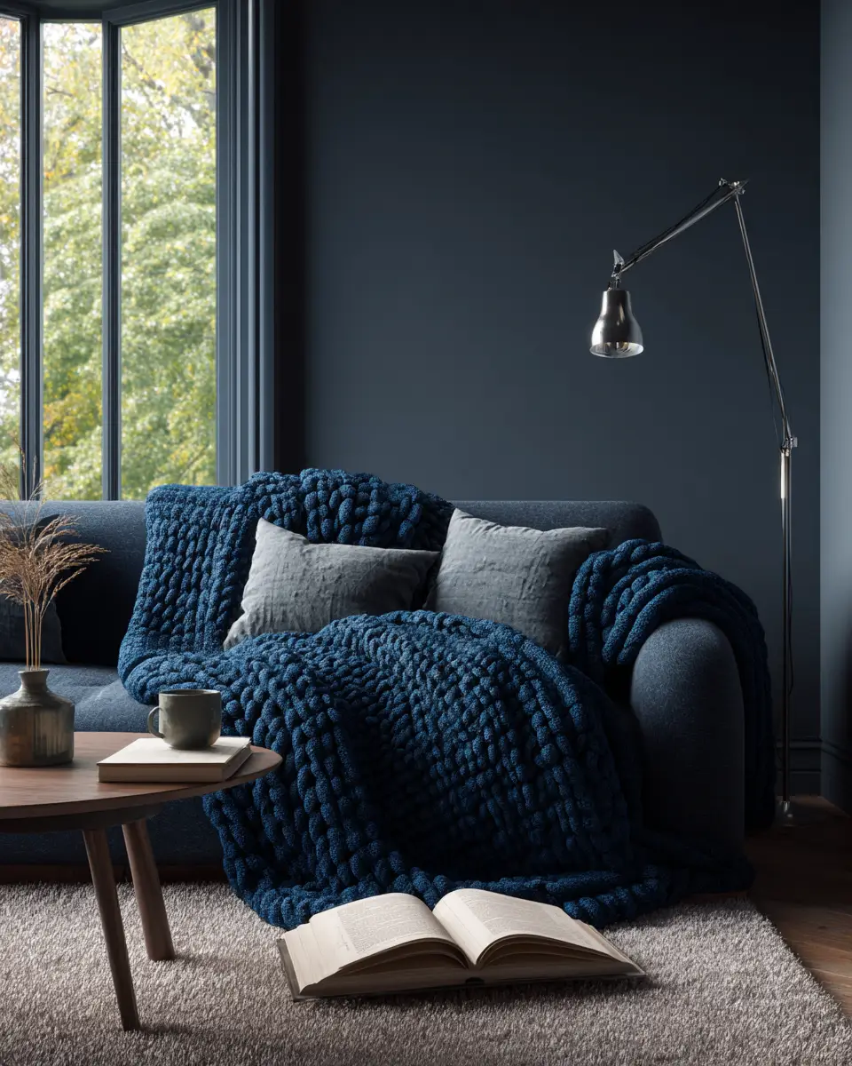 Blue Mid-Century Modern Living Room Decor Ideas