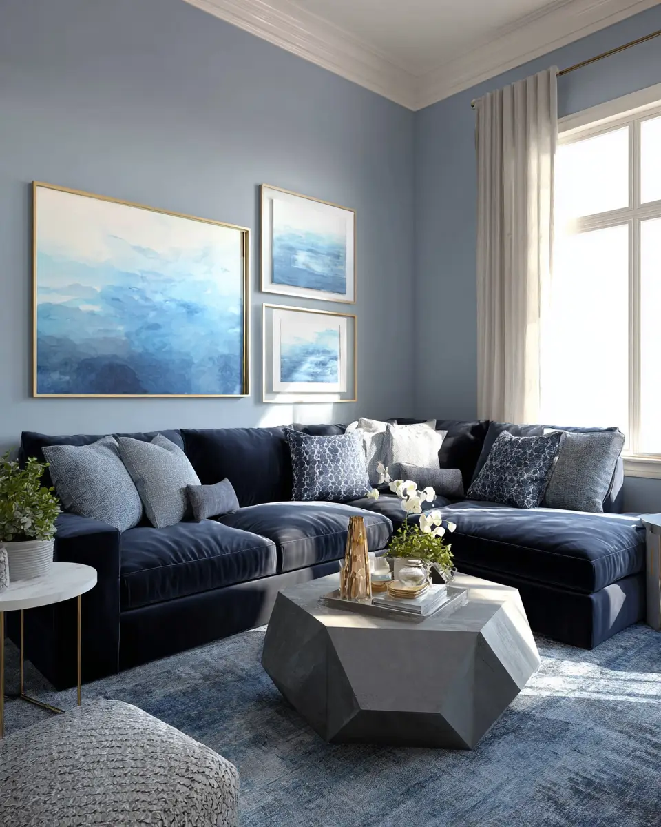 Blue Modern Living Room Decor Ideas - Featured