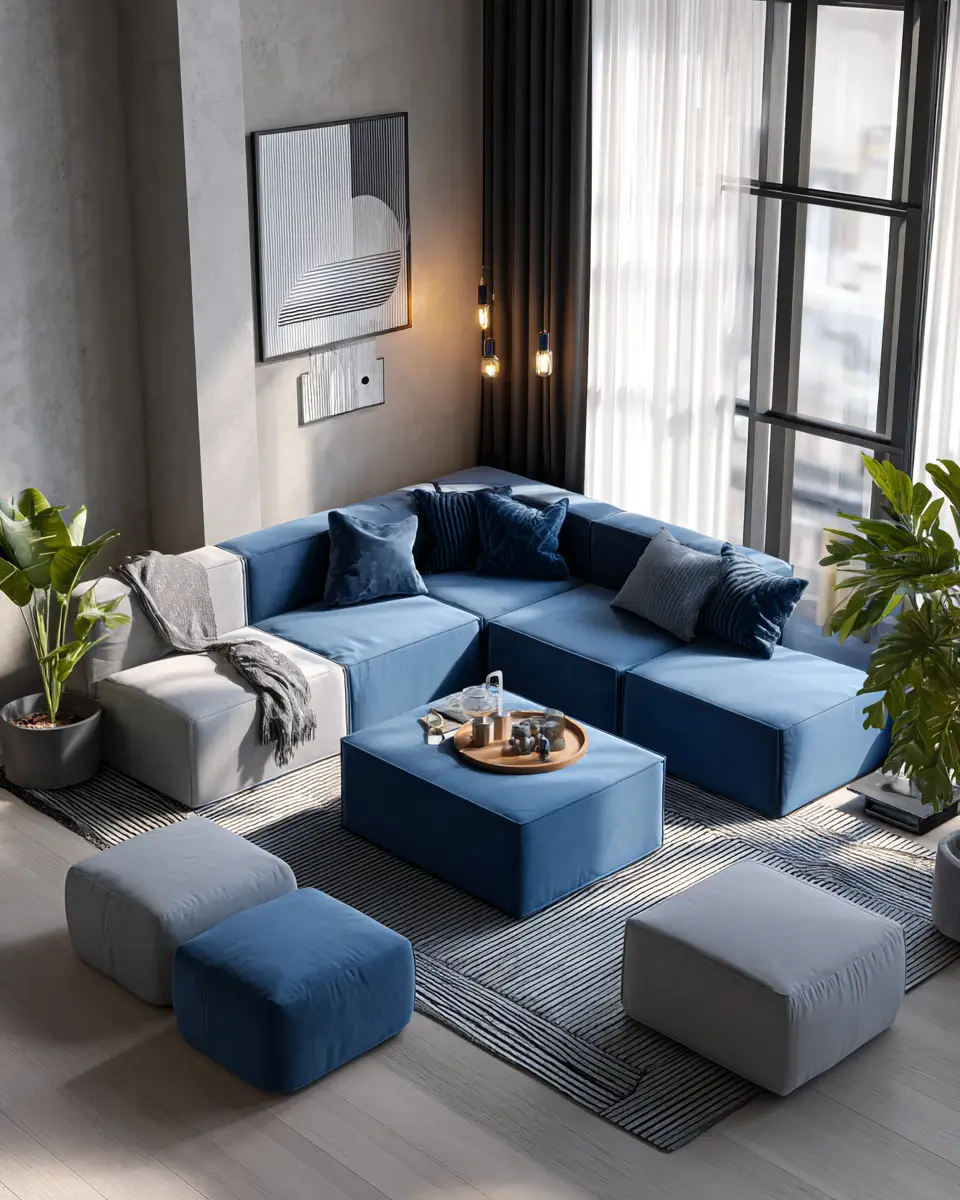 Blue Modern Living Room Decor Ideas