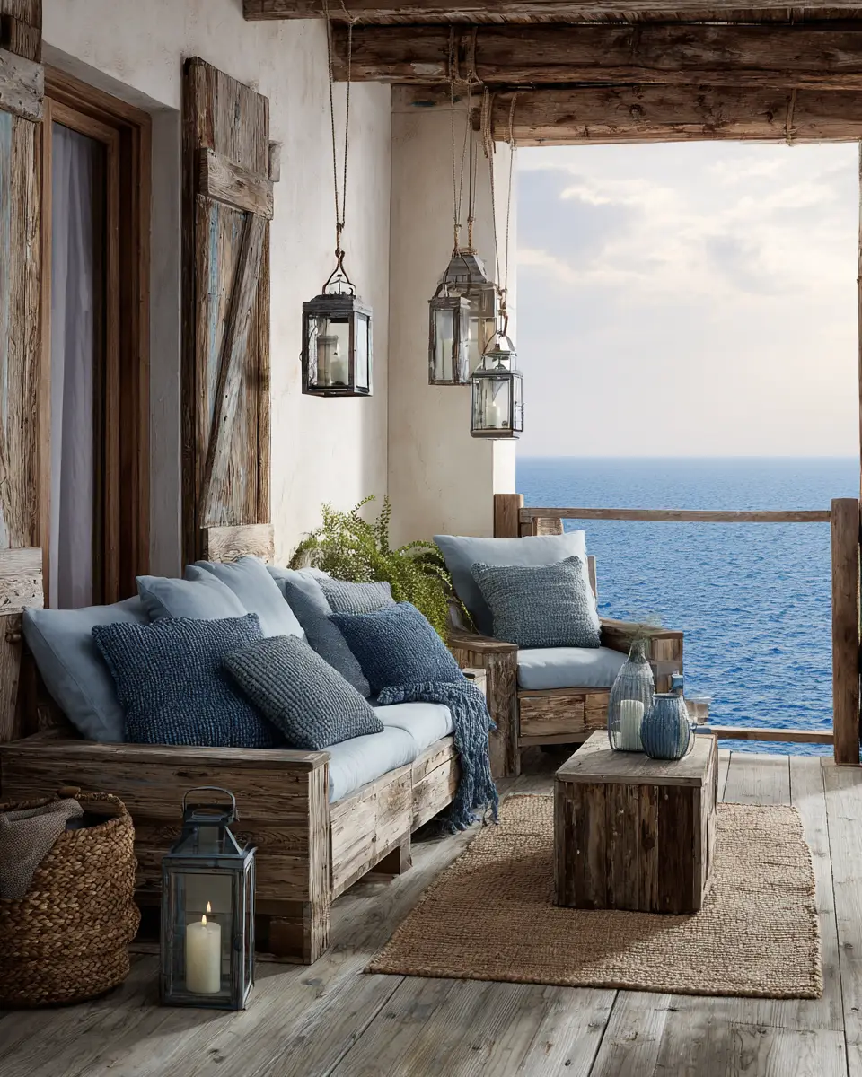 Blue Rustic Balcony Decor Ideas - Featured