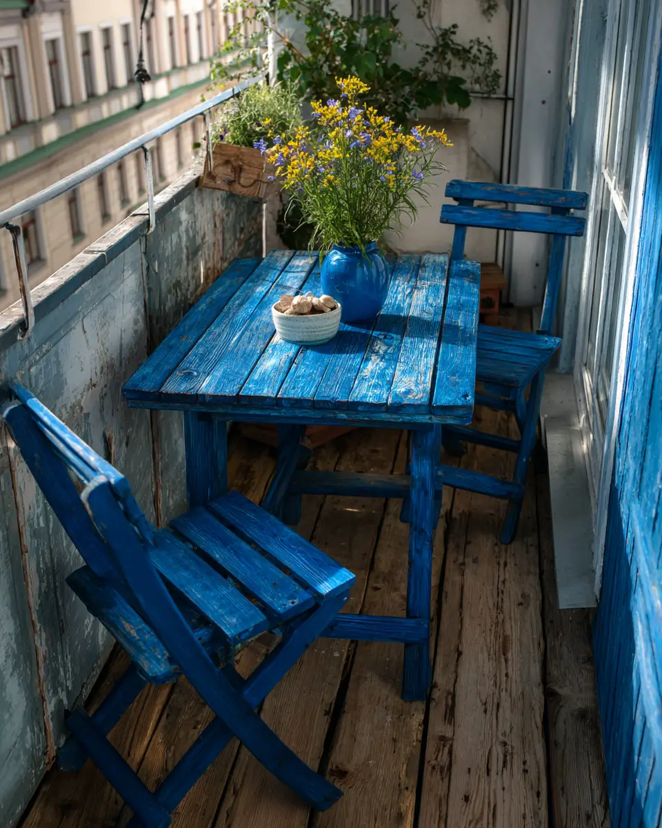 Blue Rustic Balcony Decor Ideas