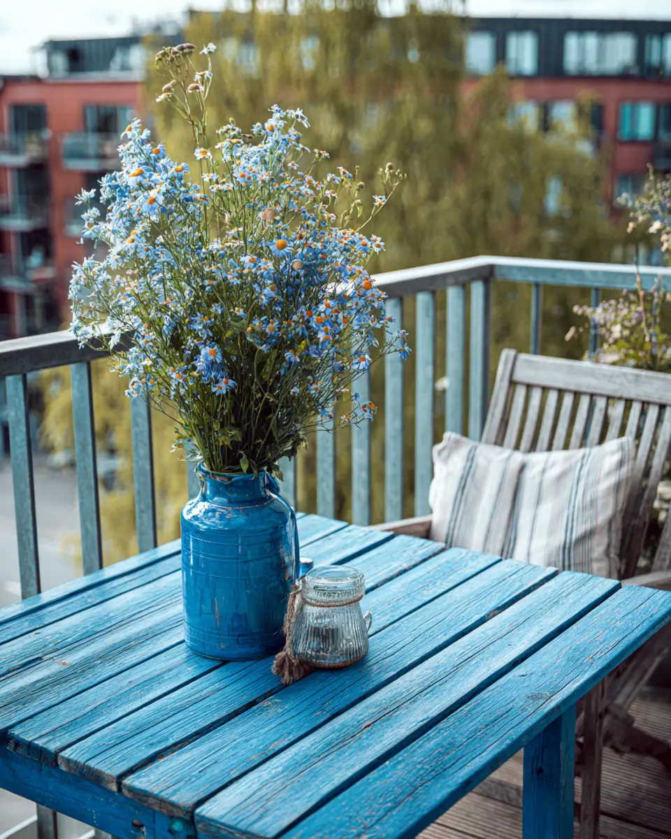 Blue Rustic Balcony Decor Ideas