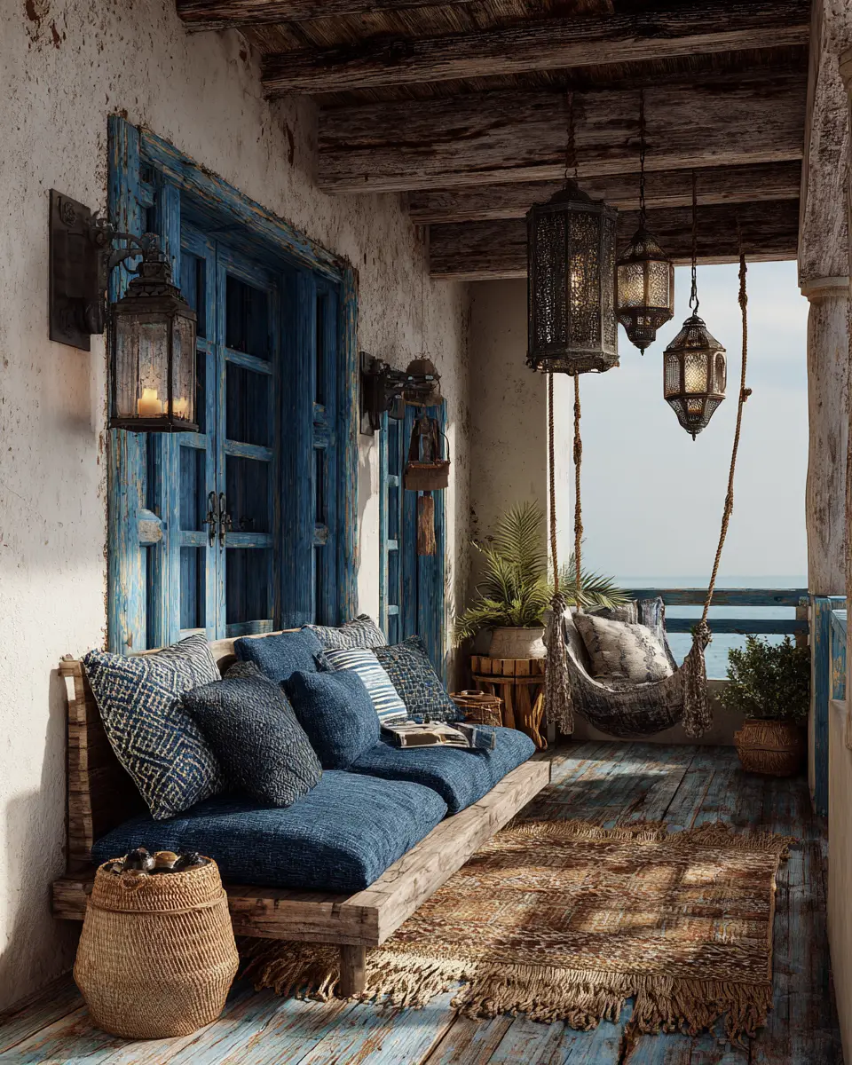 Blue Rustic Balcony Decor Ideas