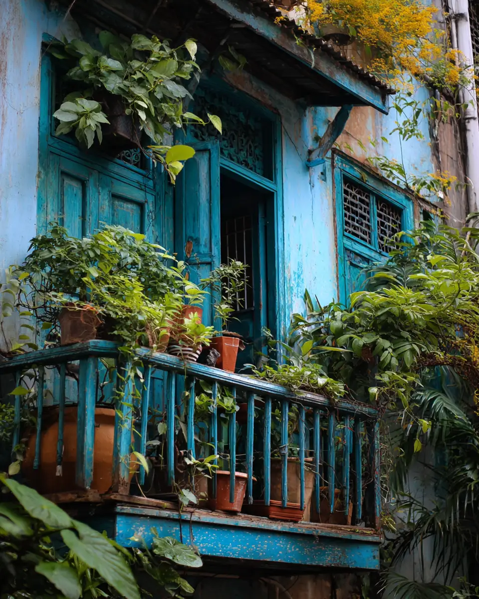 Blue Rustic Balcony Decor Ideas