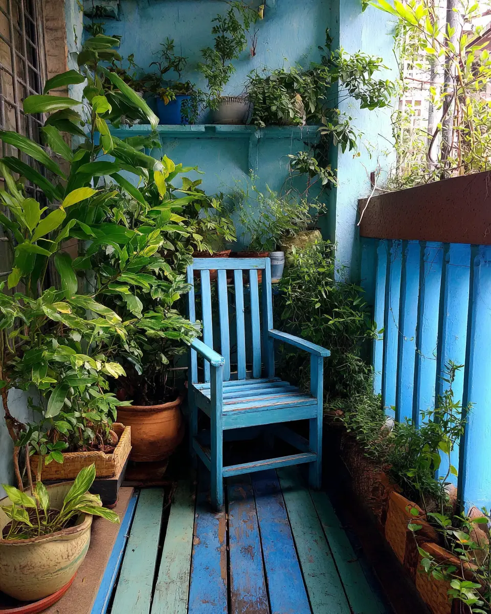 Blue Rustic Balcony Decor Ideas