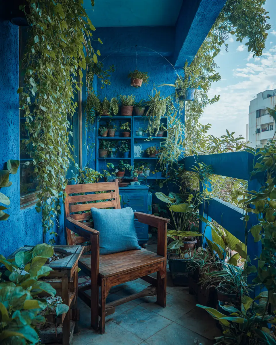 Blue Rustic Balcony Decor Ideas