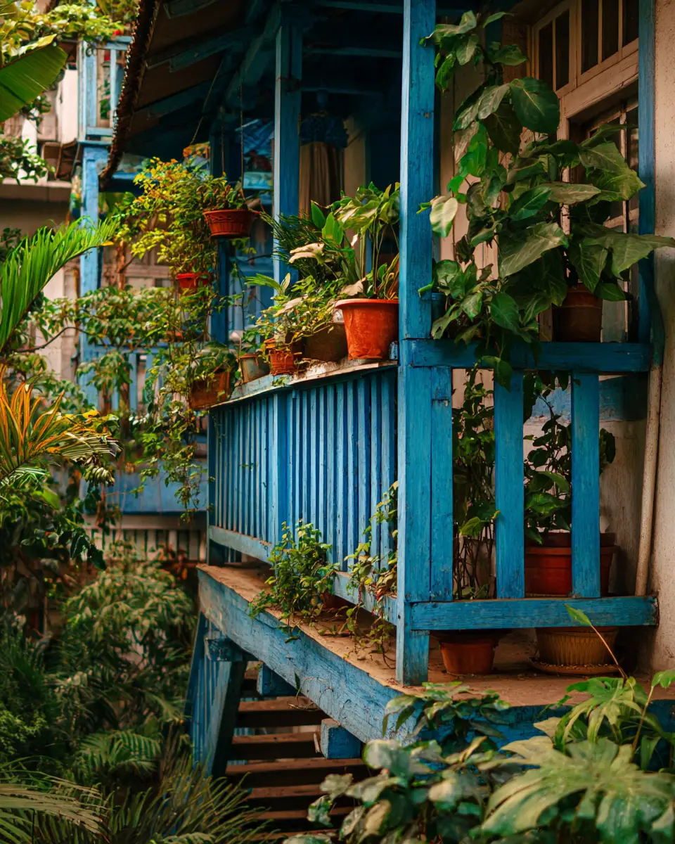 Blue Rustic Balcony Decor Ideas