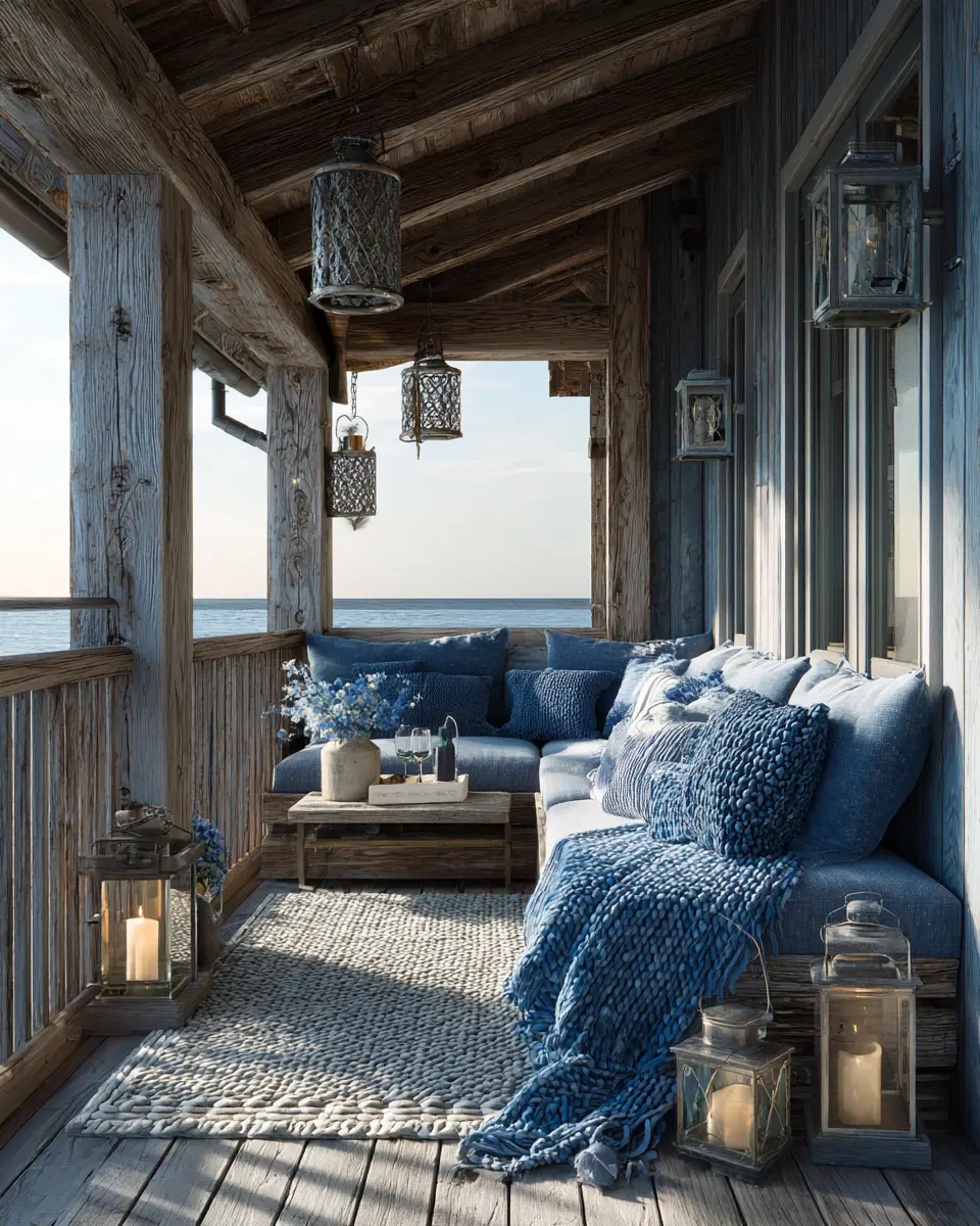 Blue Rustic Balcony Decor Ideas