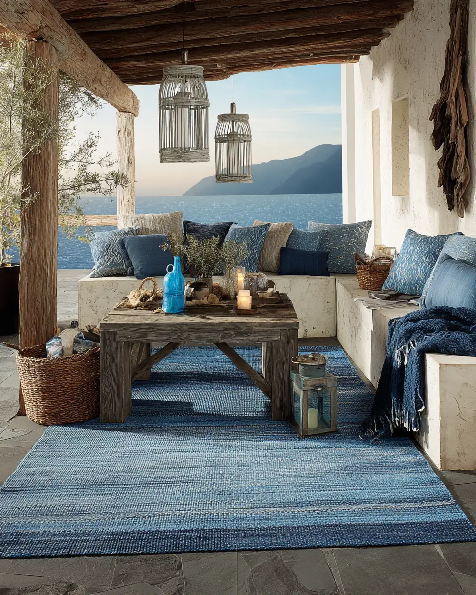 Blue Rustic Balcony Decor Ideas