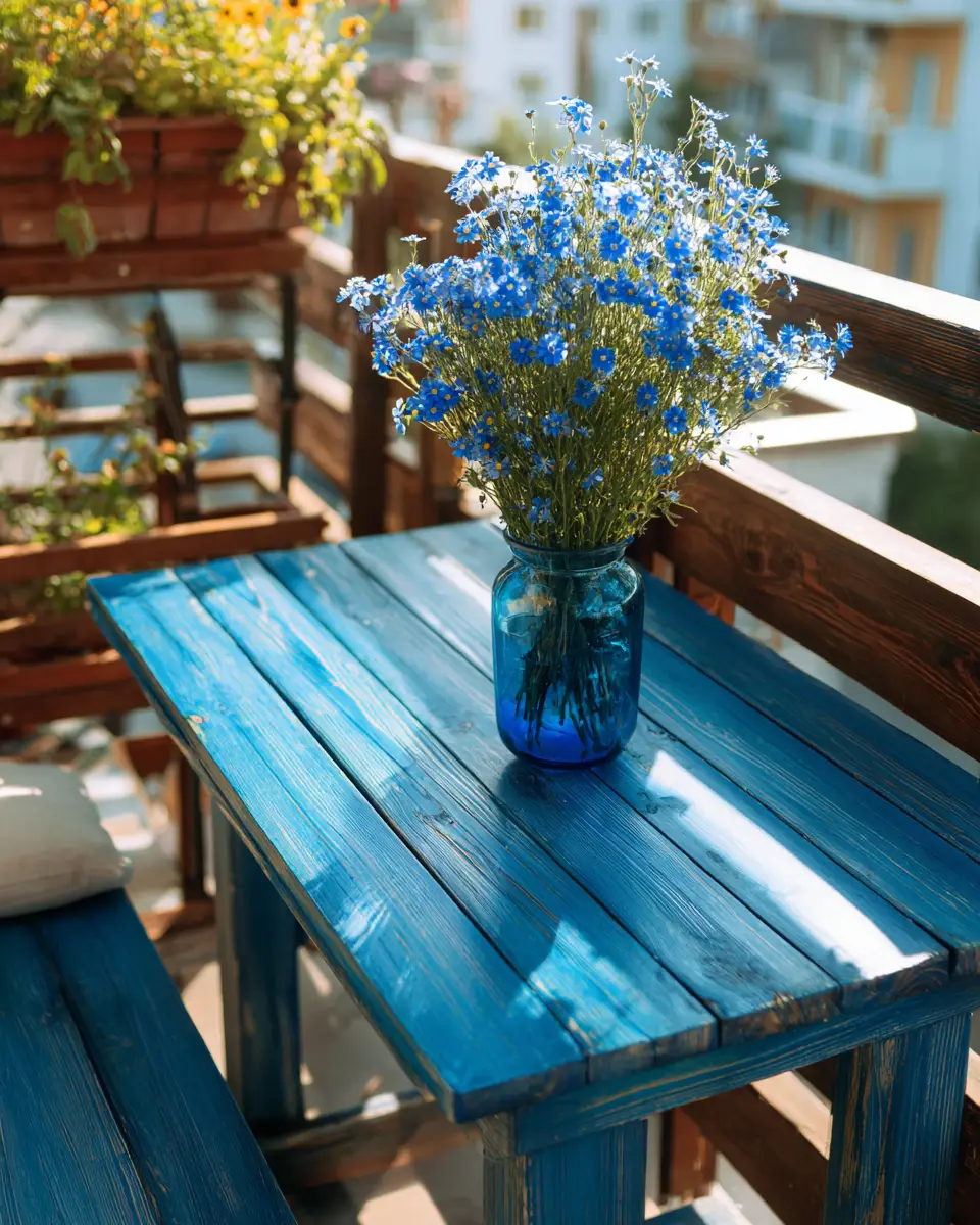 Blue Rustic Balcony Decor Ideas