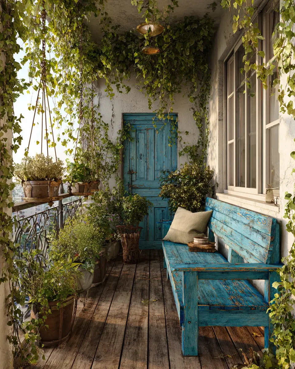 Blue Rustic Balcony Decor Ideas