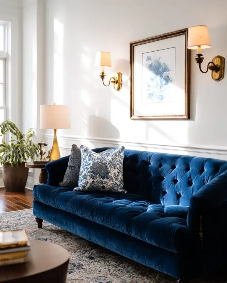 Blue Traditional Living Room Decor Ideas - Featured