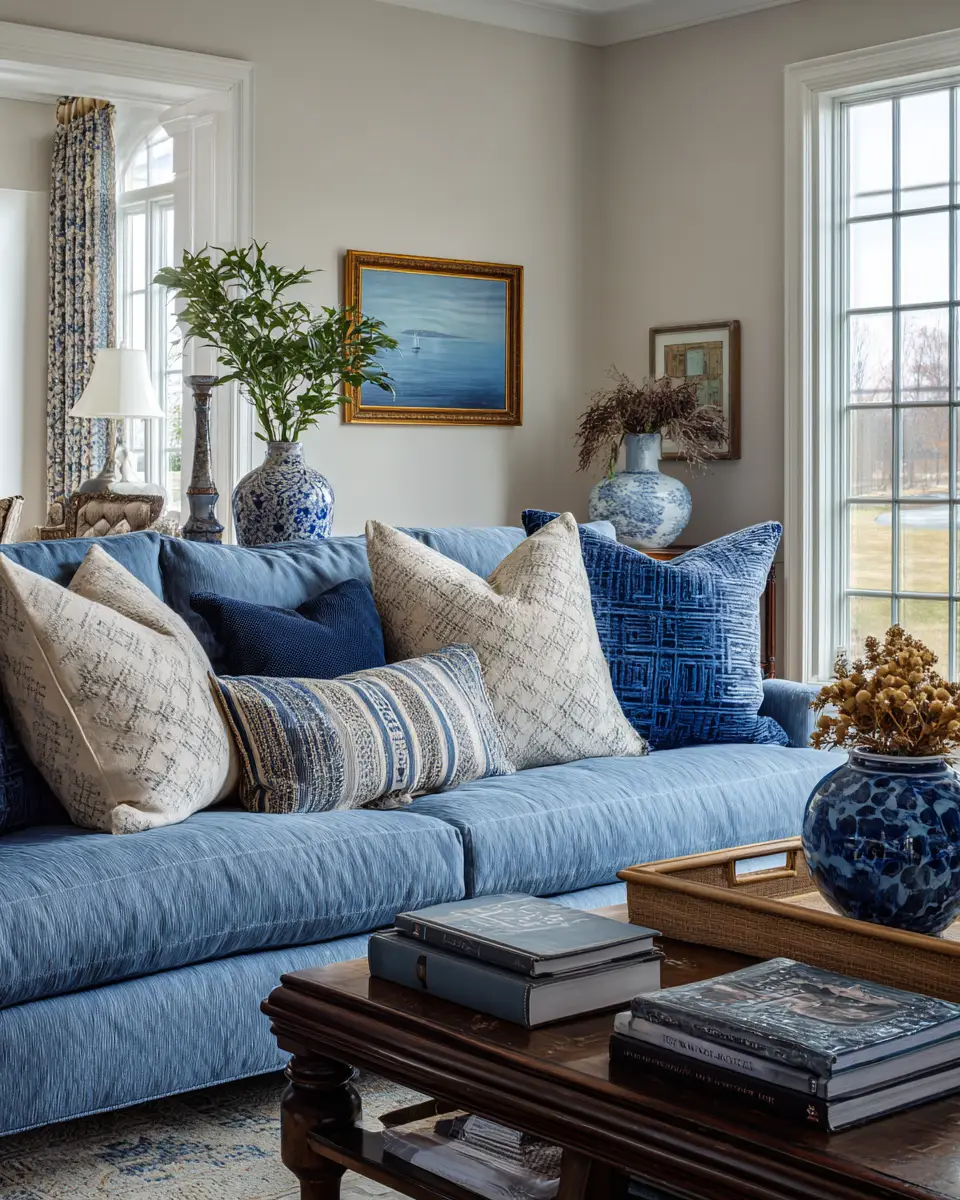 Blue Traditional Living Room Decor Ideas