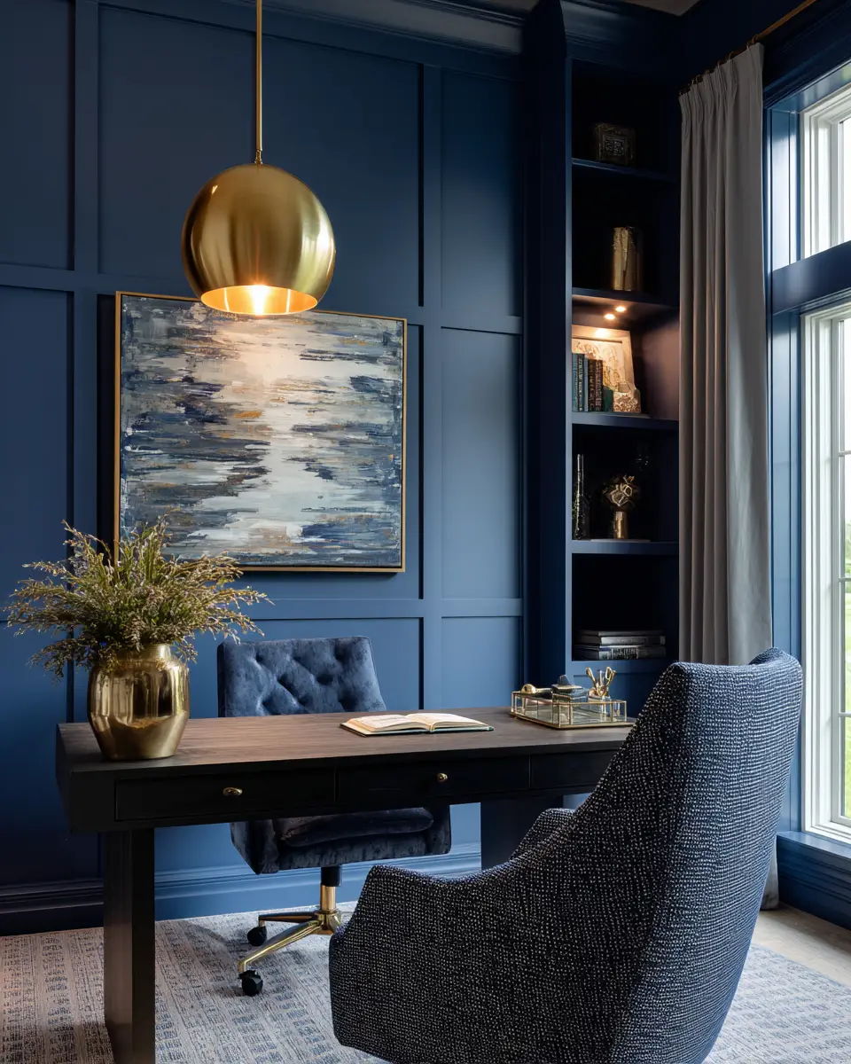 Blue Transitional Home Office Decor Ideas