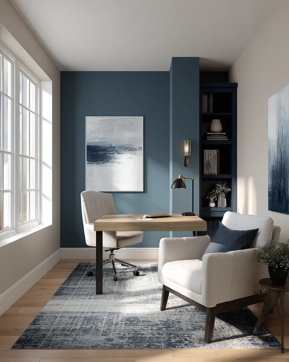 Blue Transitional Home Office Decor Ideas