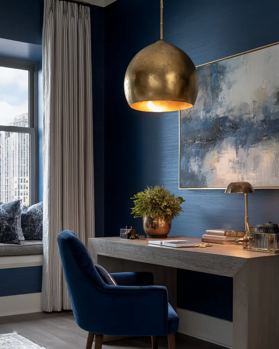 Blue Transitional Home Office Decor Ideas