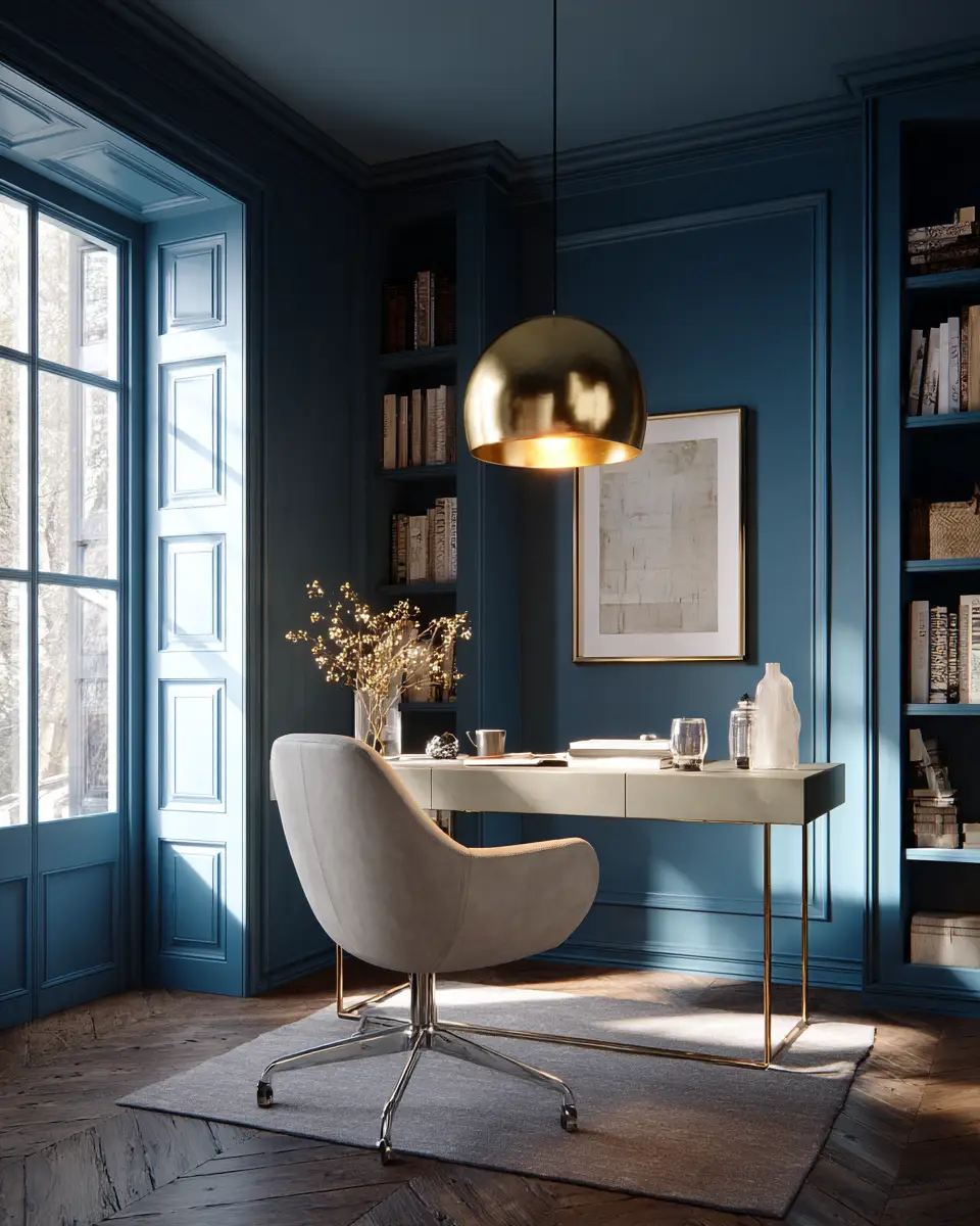 Blue Transitional Home Office Decor Ideas