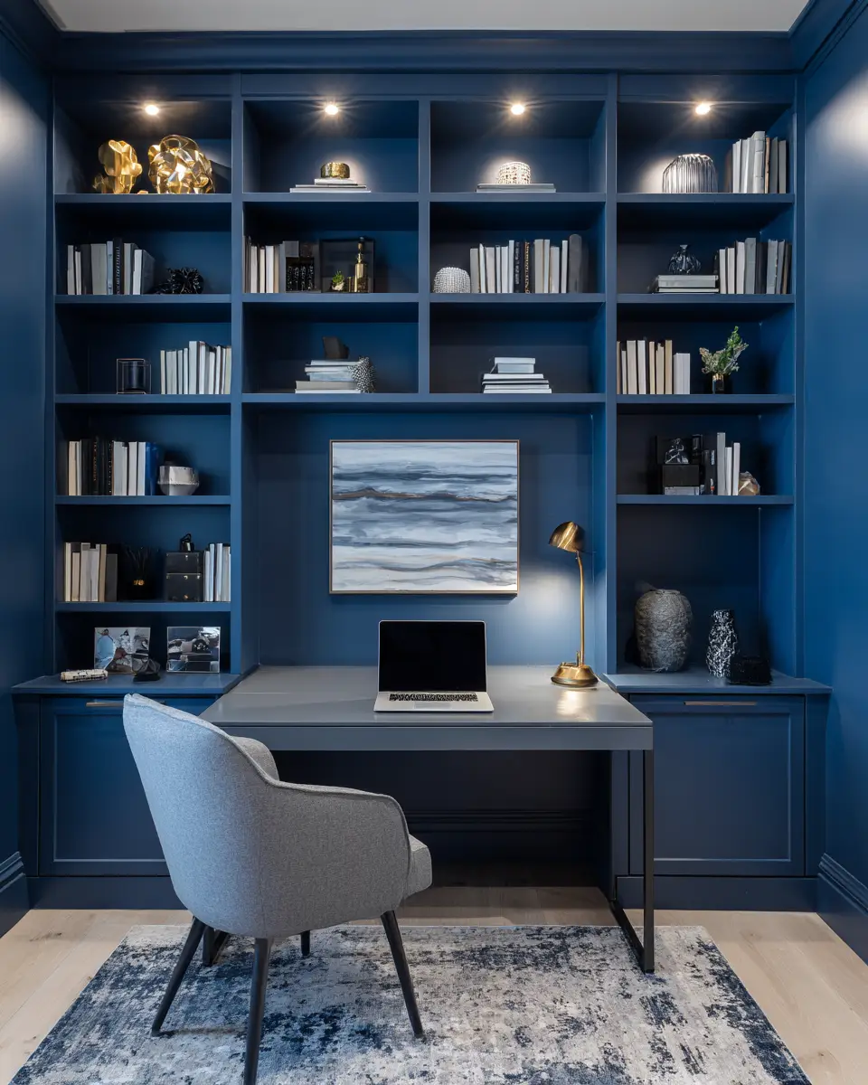 Blue Transitional Home Office Decor Ideas
