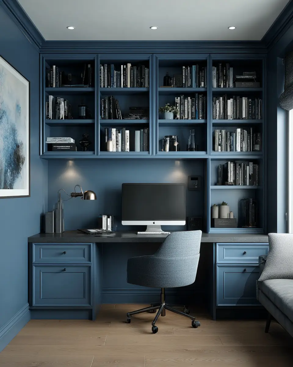 Blue Transitional Home Office Decor Ideas
