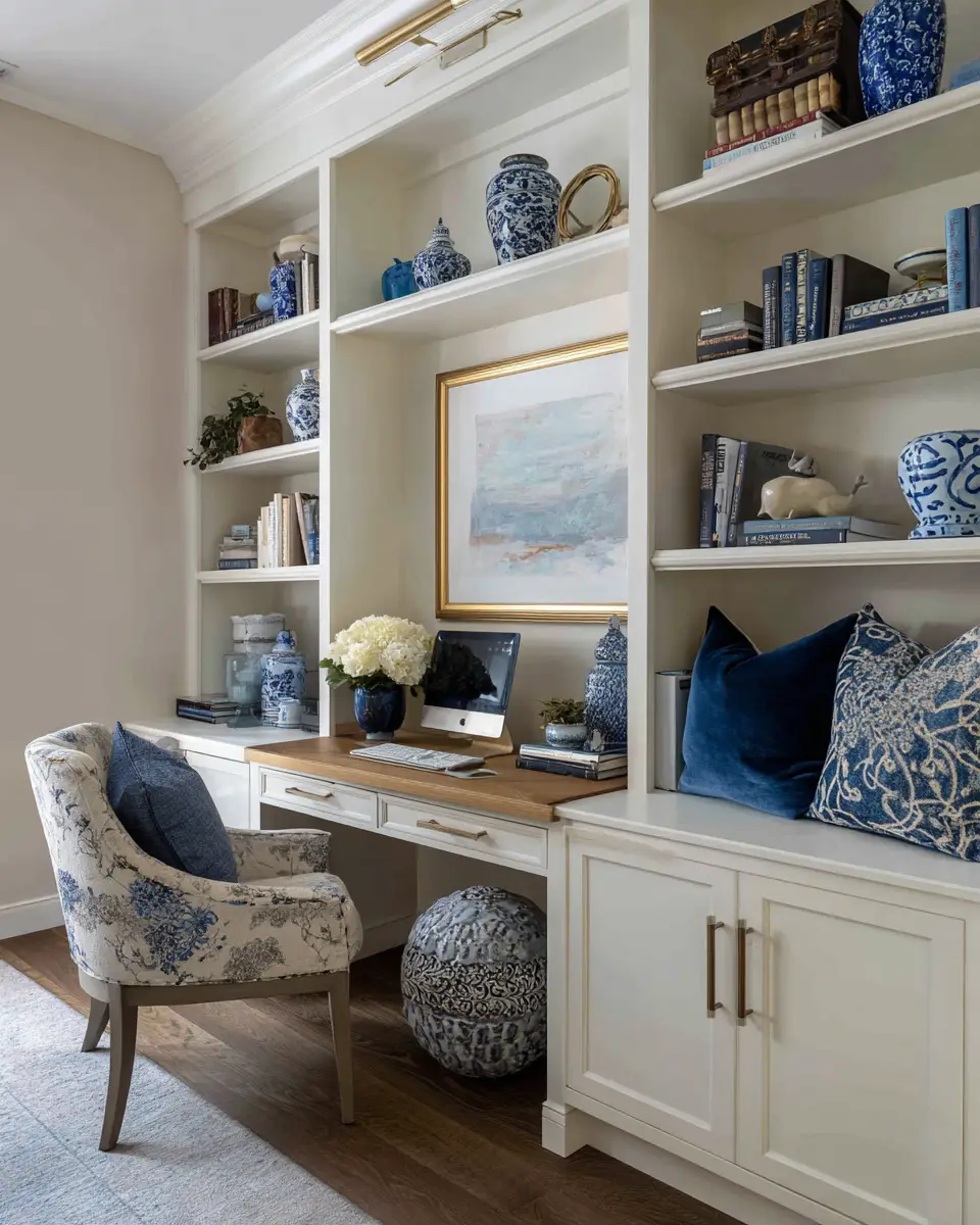 Blue Transitional Home Office Decor Ideas