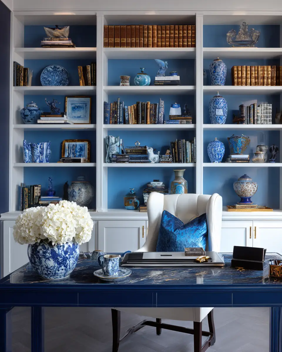Blue Transitional Home Office Decor Ideas