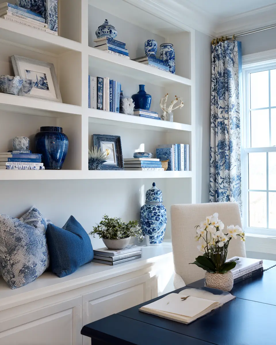 Blue Transitional Home Office Decor Ideas