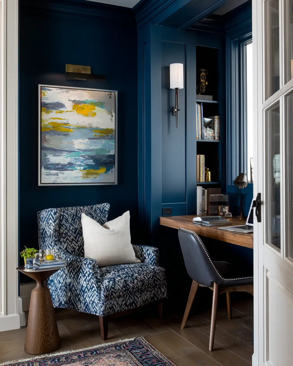 Blue Transitional Home Office Decor Ideas