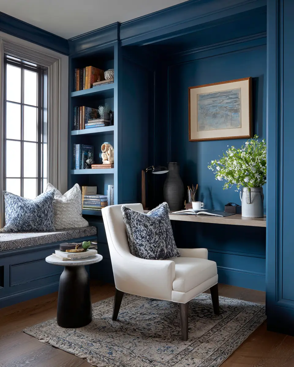 Blue Transitional Home Office Decor Ideas