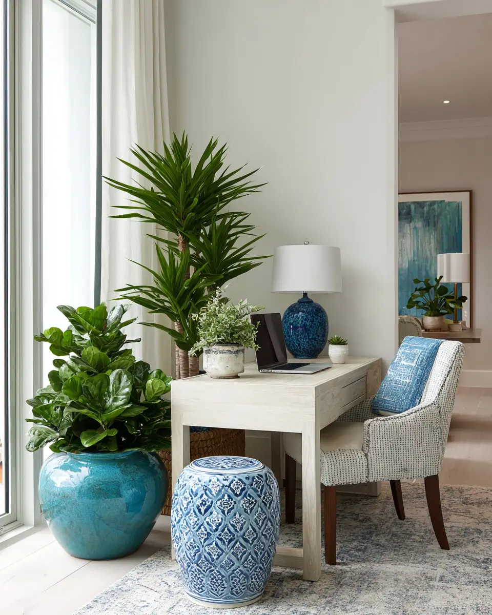 Blue Transitional Home Office Decor Ideas