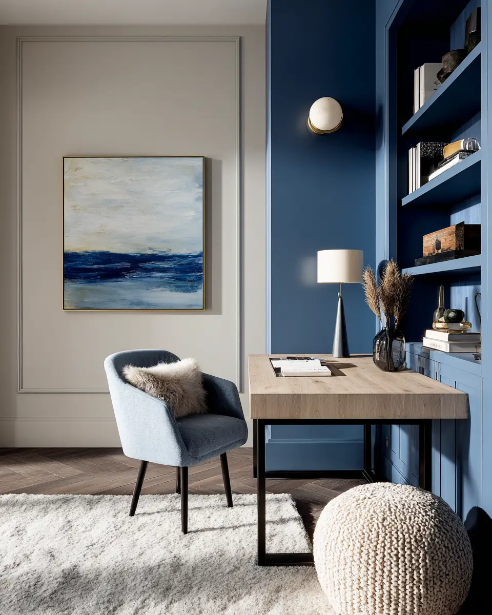 Blue Transitional Home Office Decor Ideas
