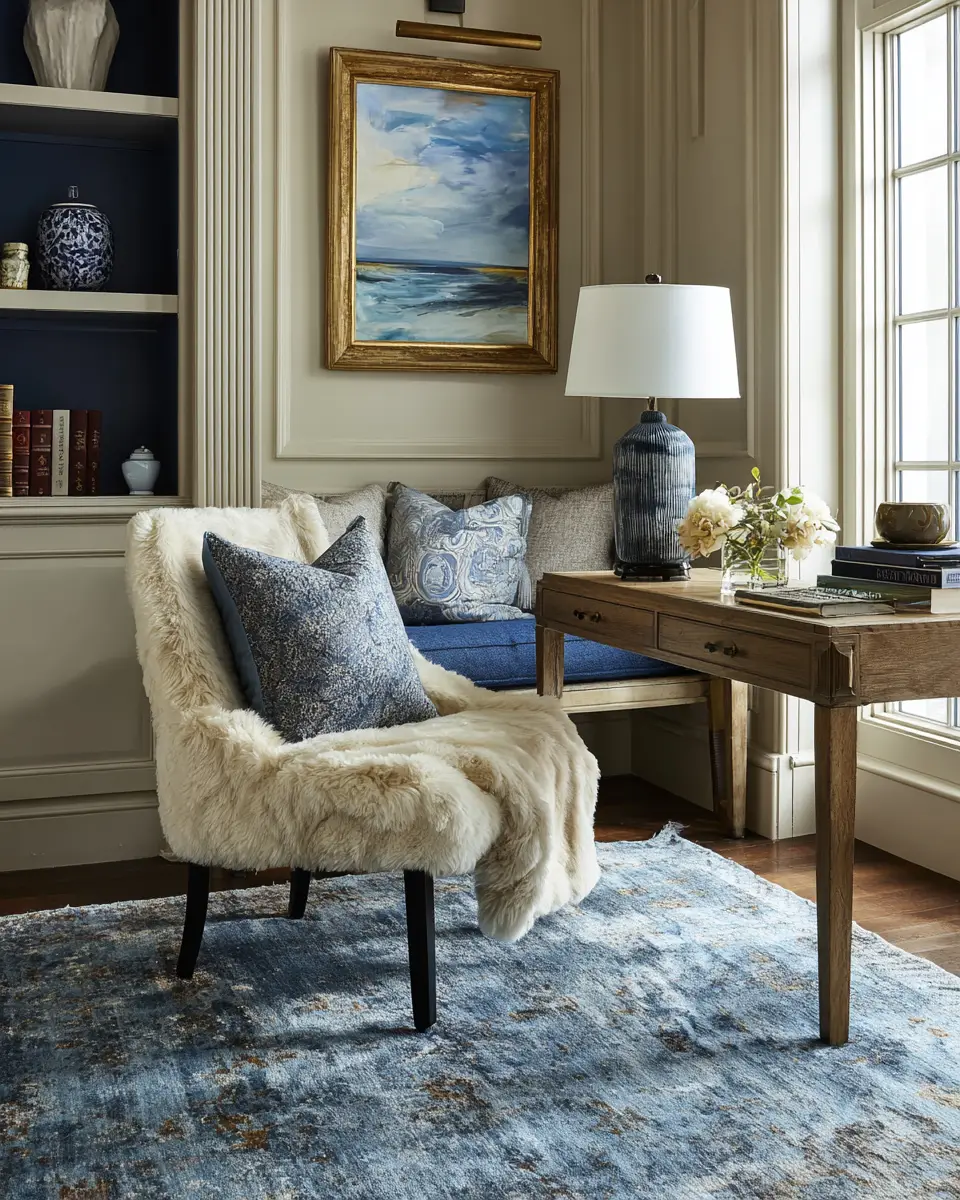 Blue Transitional Home Office Decor Ideas