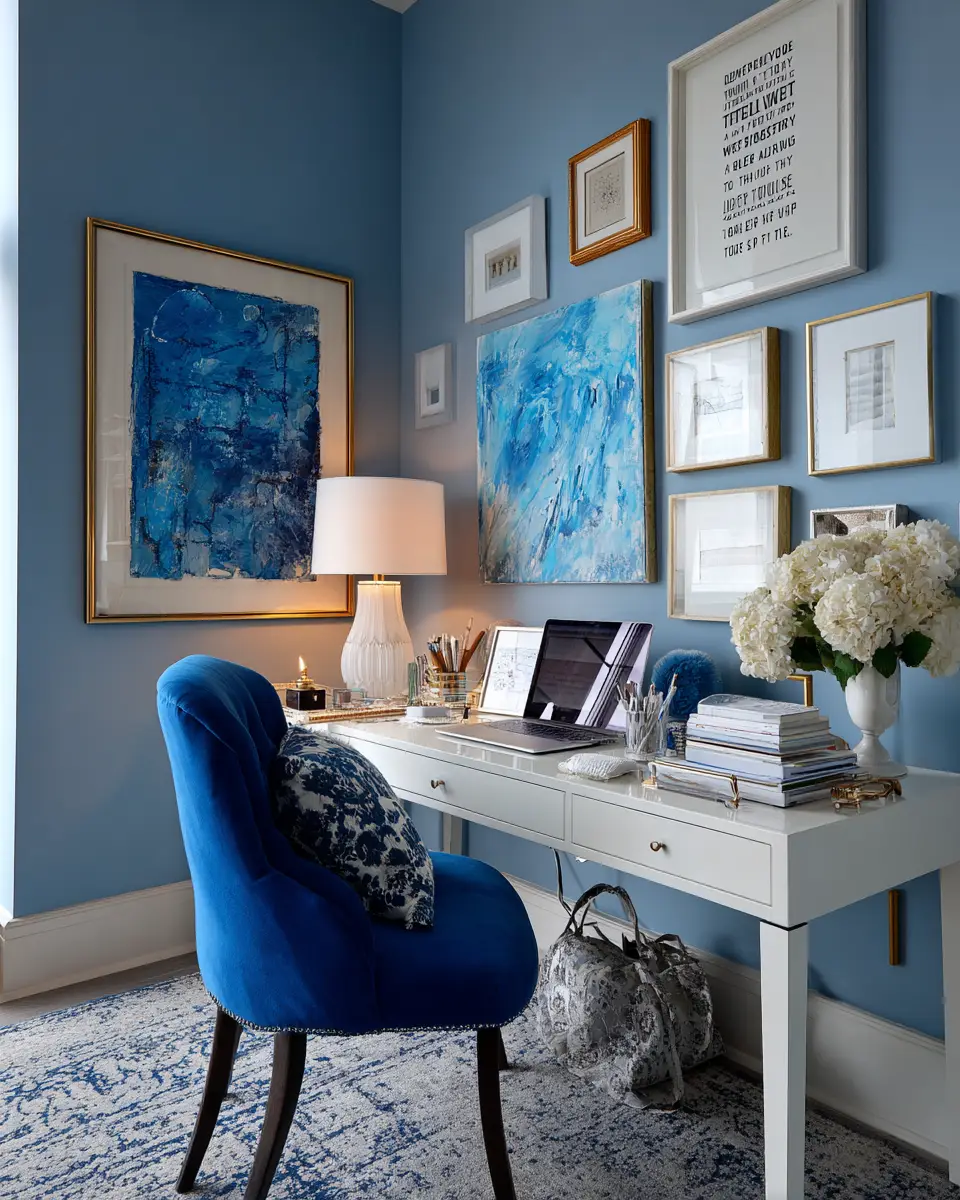 Blue Transitional Home Office Decor Ideas