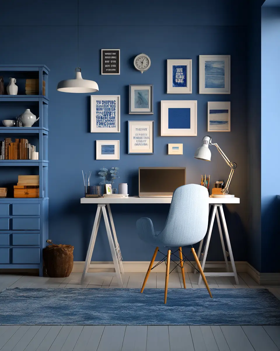Blue Transitional Home Office Decor Ideas