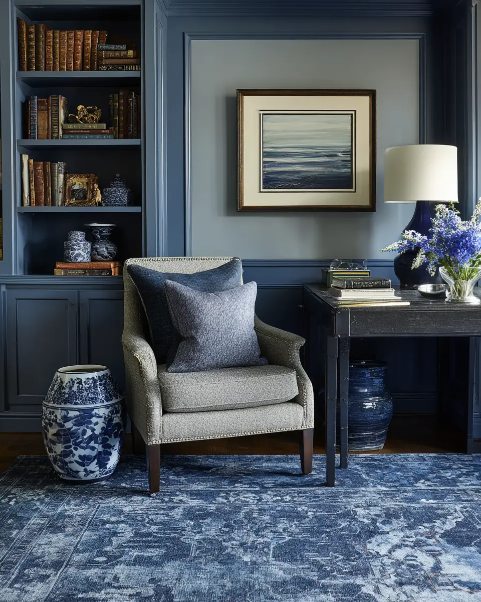 Blue Transitional Home Office Decor Ideas