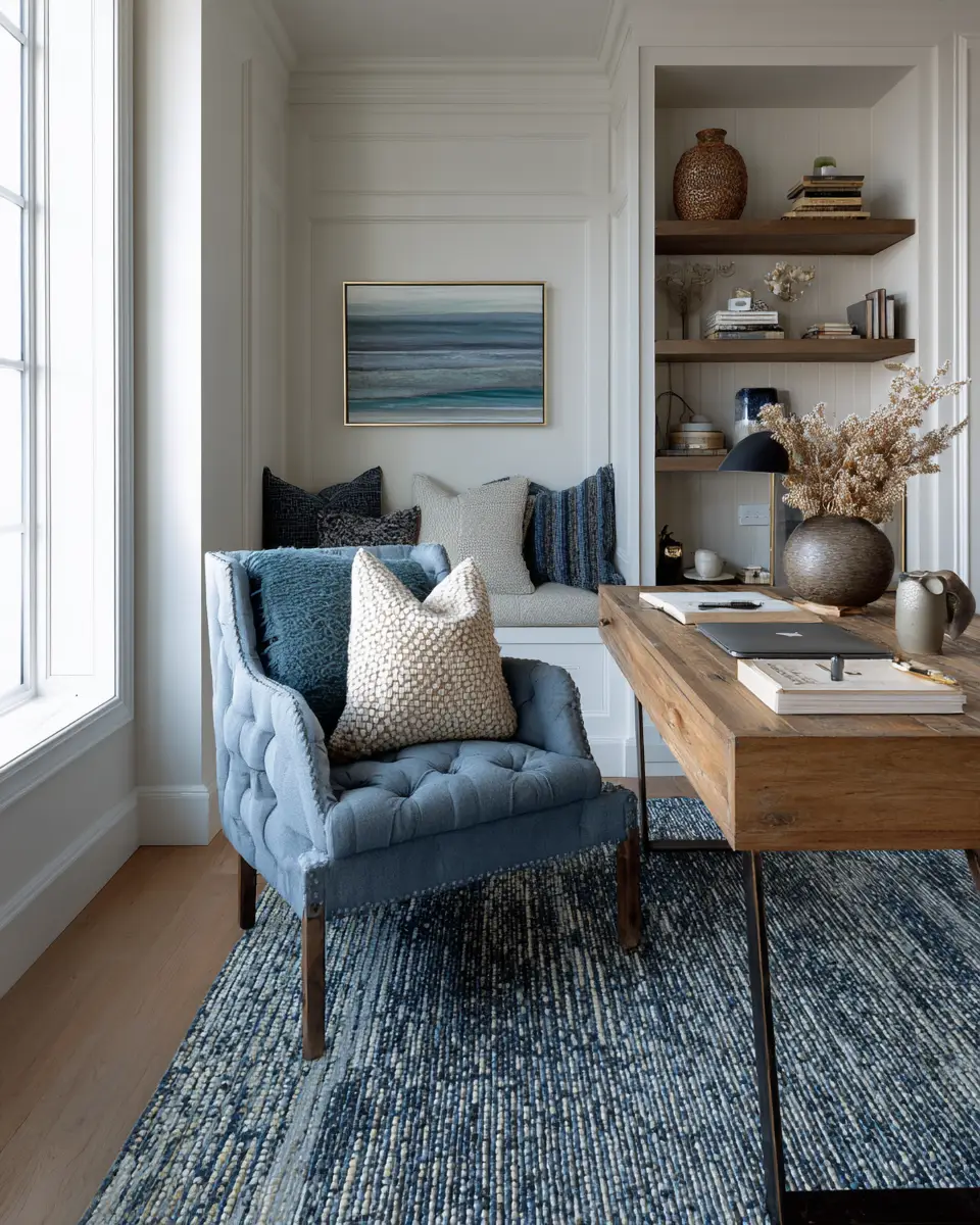 Blue Transitional Home Office Decor Ideas