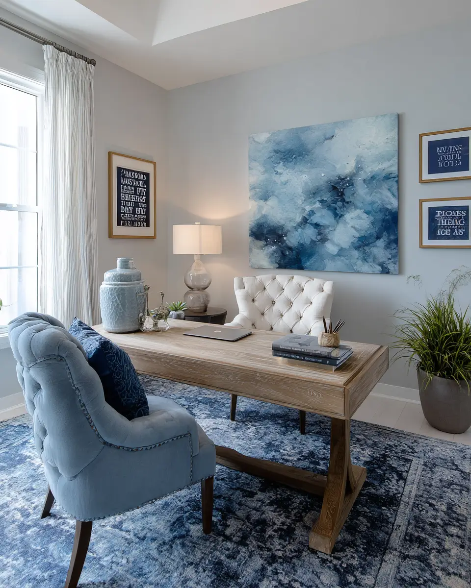 Blue Transitional Home Office Decor Ideas
