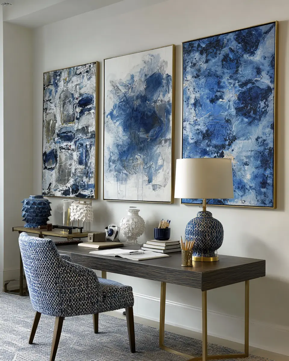 Blue Transitional Home Office Decor Ideas