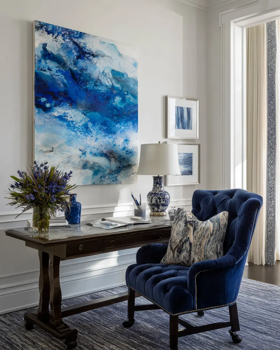 Blue Transitional Home Office Decor Ideas
