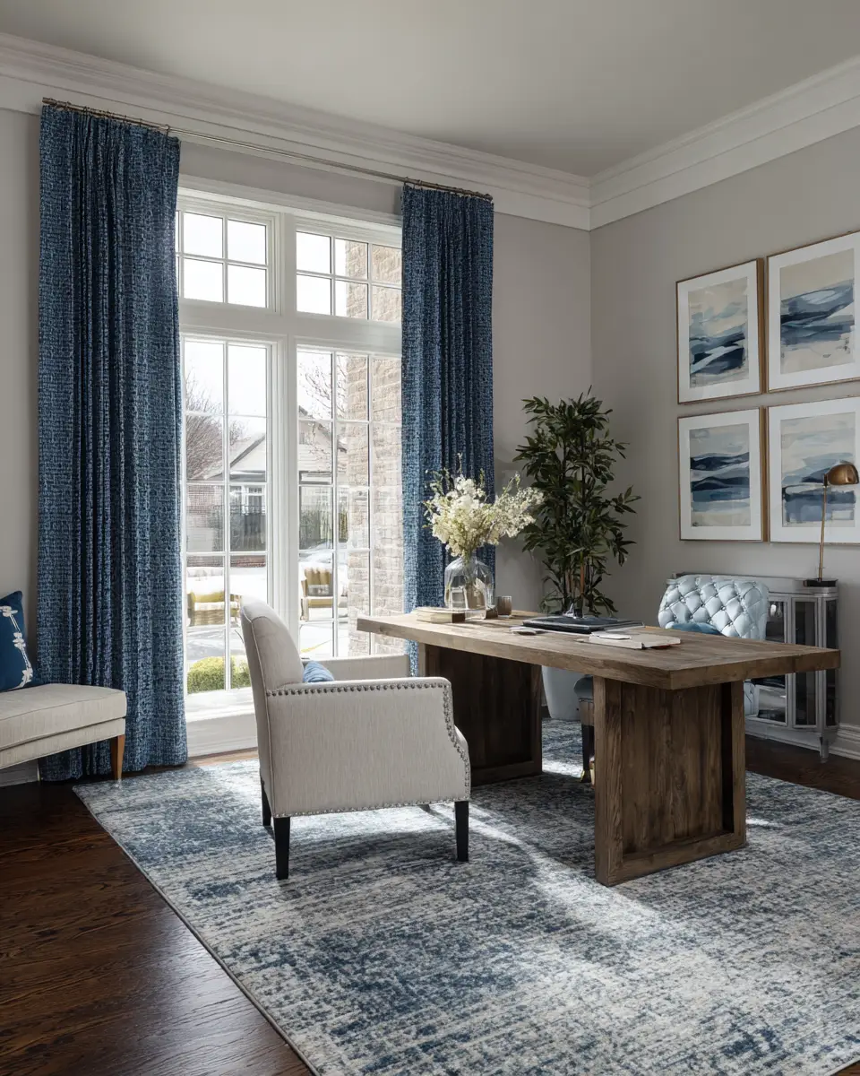 Blue Transitional Home Office Decor Ideas