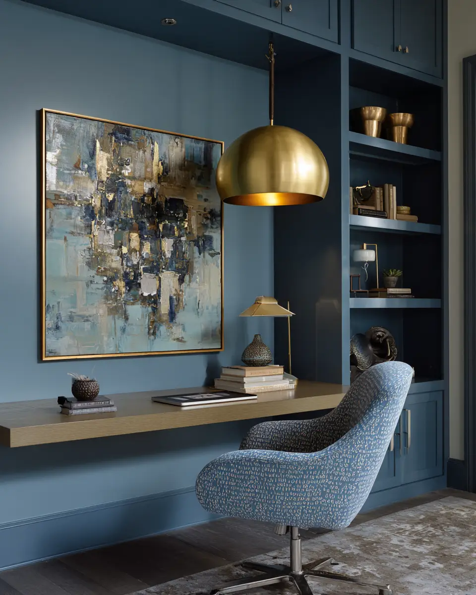 Blue Transitional Home Office Decor Ideas