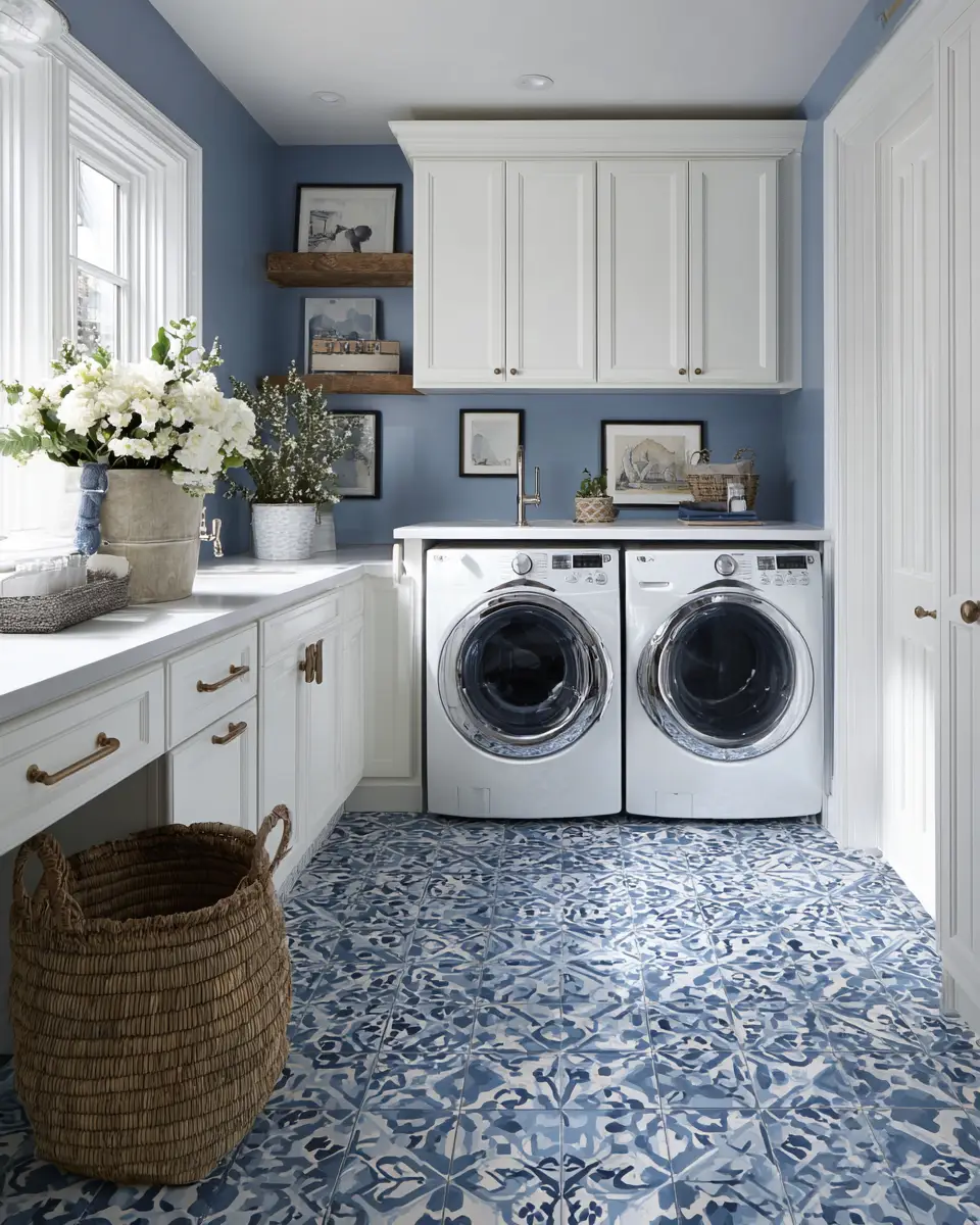 Blue Vintage Laundry Room Decor Ideas