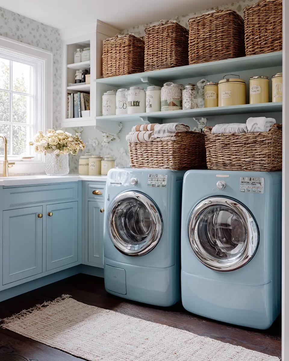 Blue Vintage Laundry Room Decor Ideas