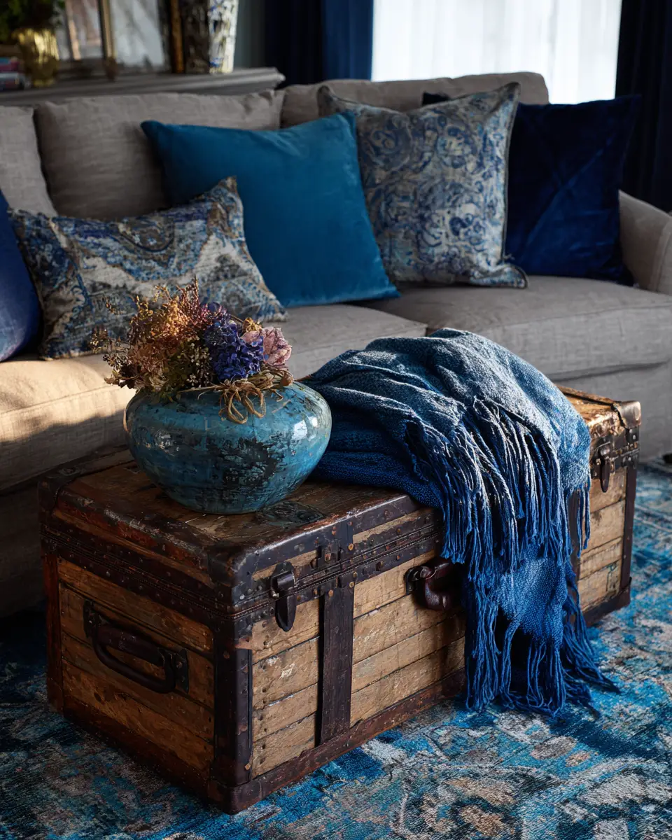 Blue Vintage Living Room Decor Ideas