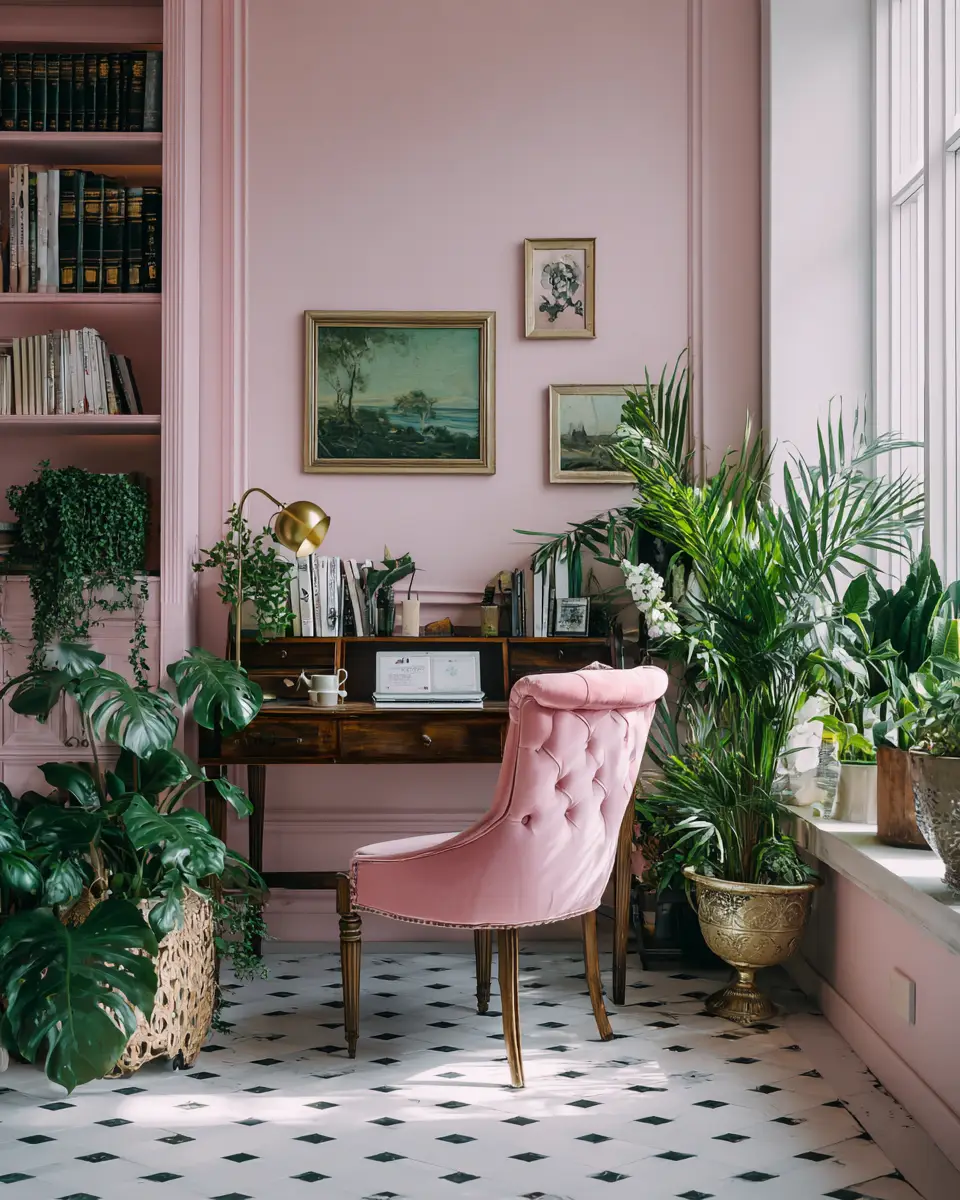 Blush Pink Classic Home Office Decor Ideas