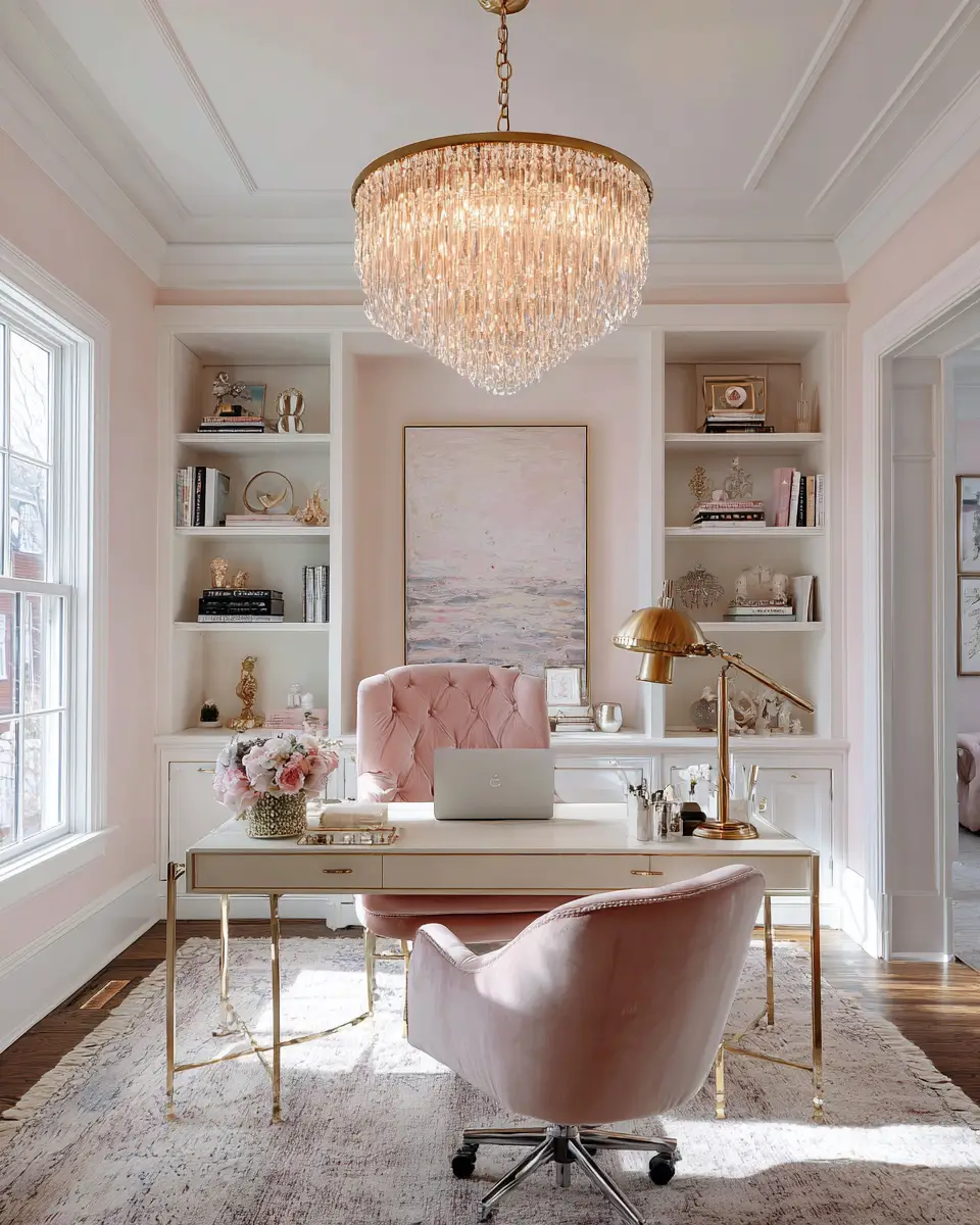Blush Pink Classic Home Office Decor Ideas