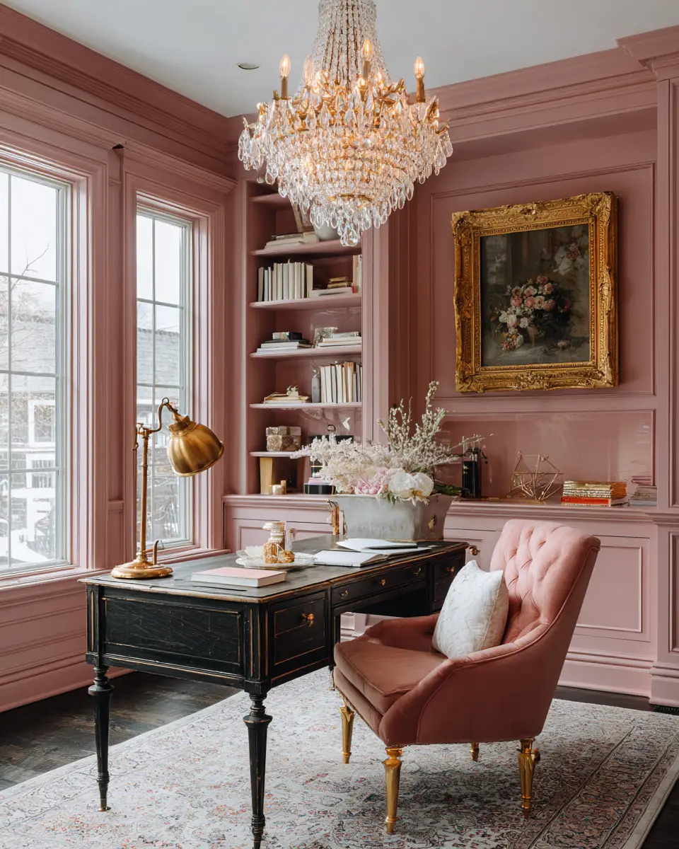 Blush Pink Classic Home Office Decor Ideas