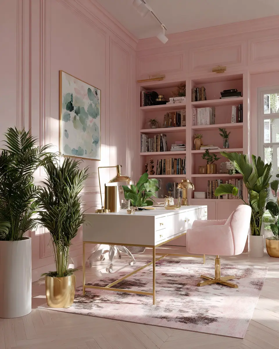 Blush Pink Classic Home Office Decor Ideas
