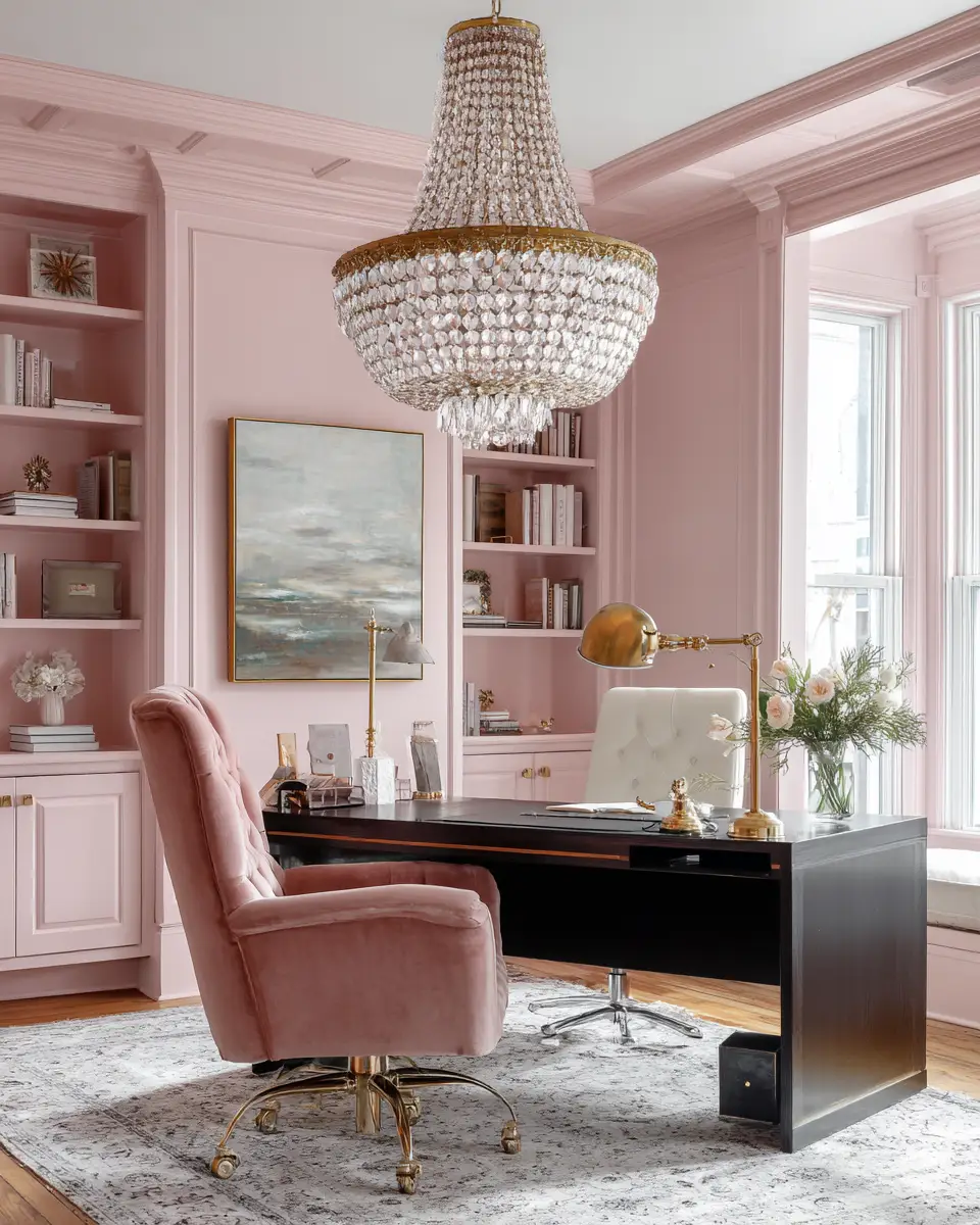 Blush Pink Classic Home Office Decor Ideas