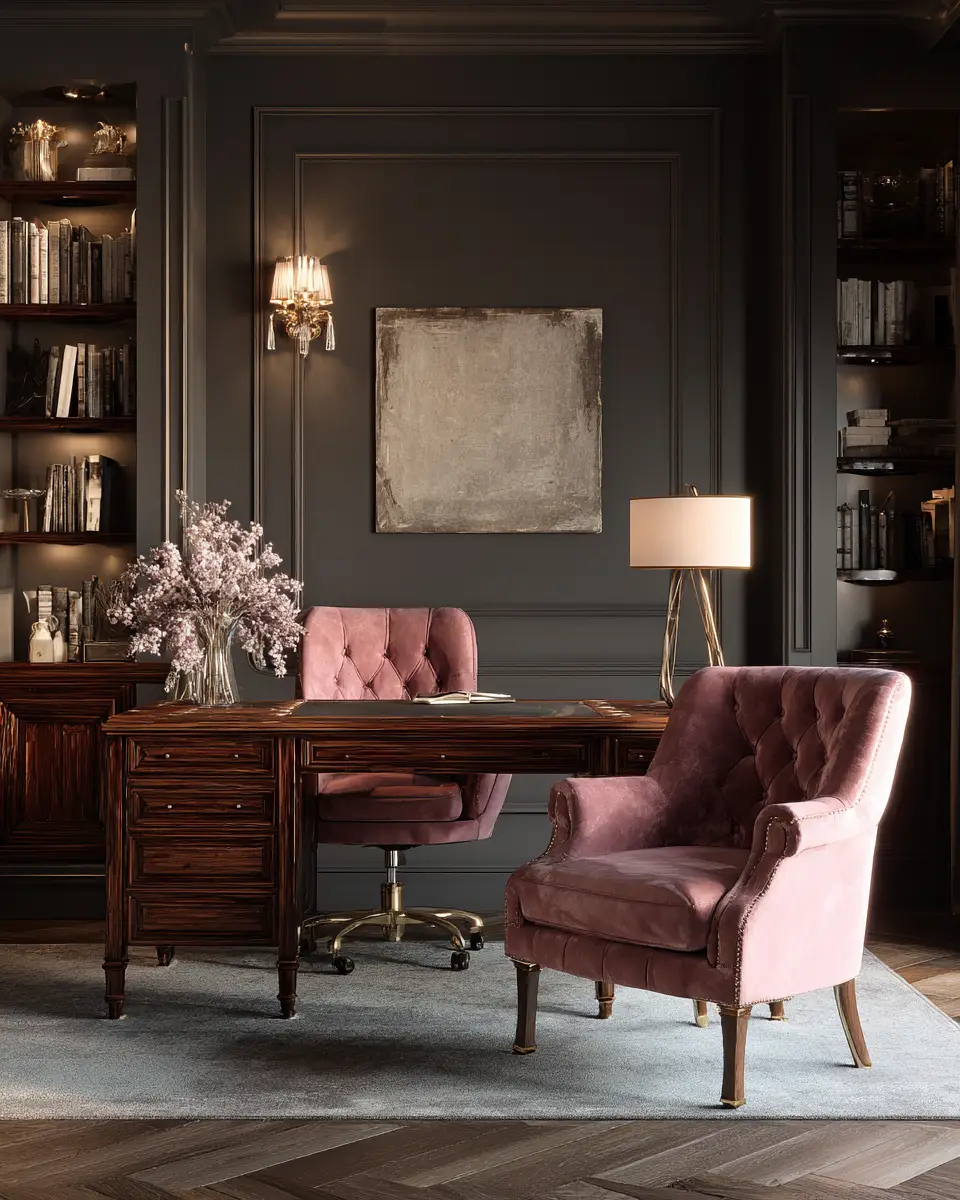 Blush Pink Classic Home Office Decor Ideas
