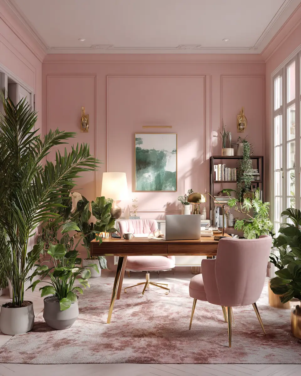 Blush Pink Classic Home Office Decor Ideas